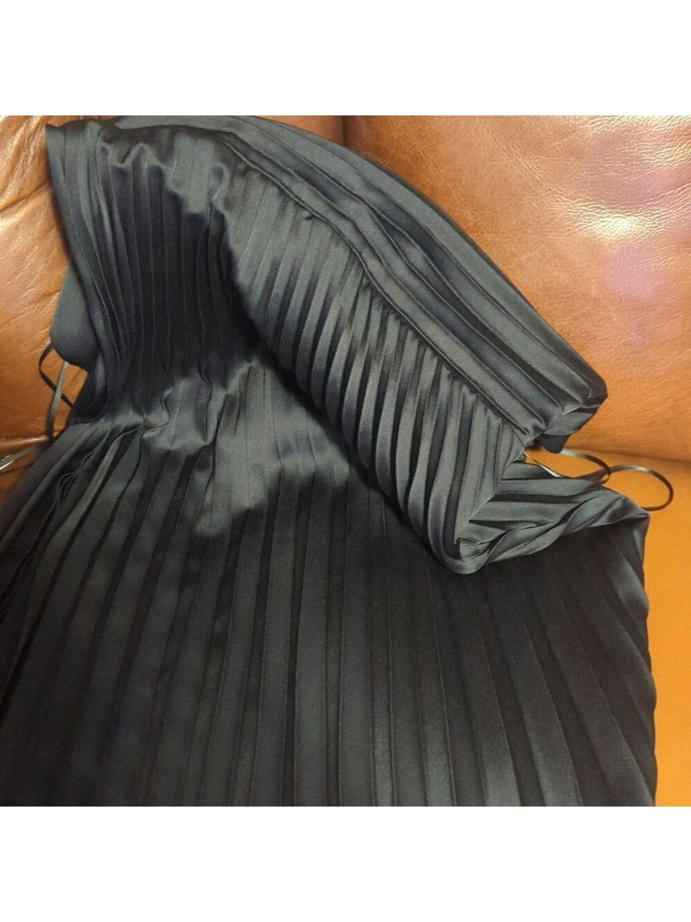 Sam Edelman Pleated Asymmetric Hem Satin Dress - Picture 7 of 12